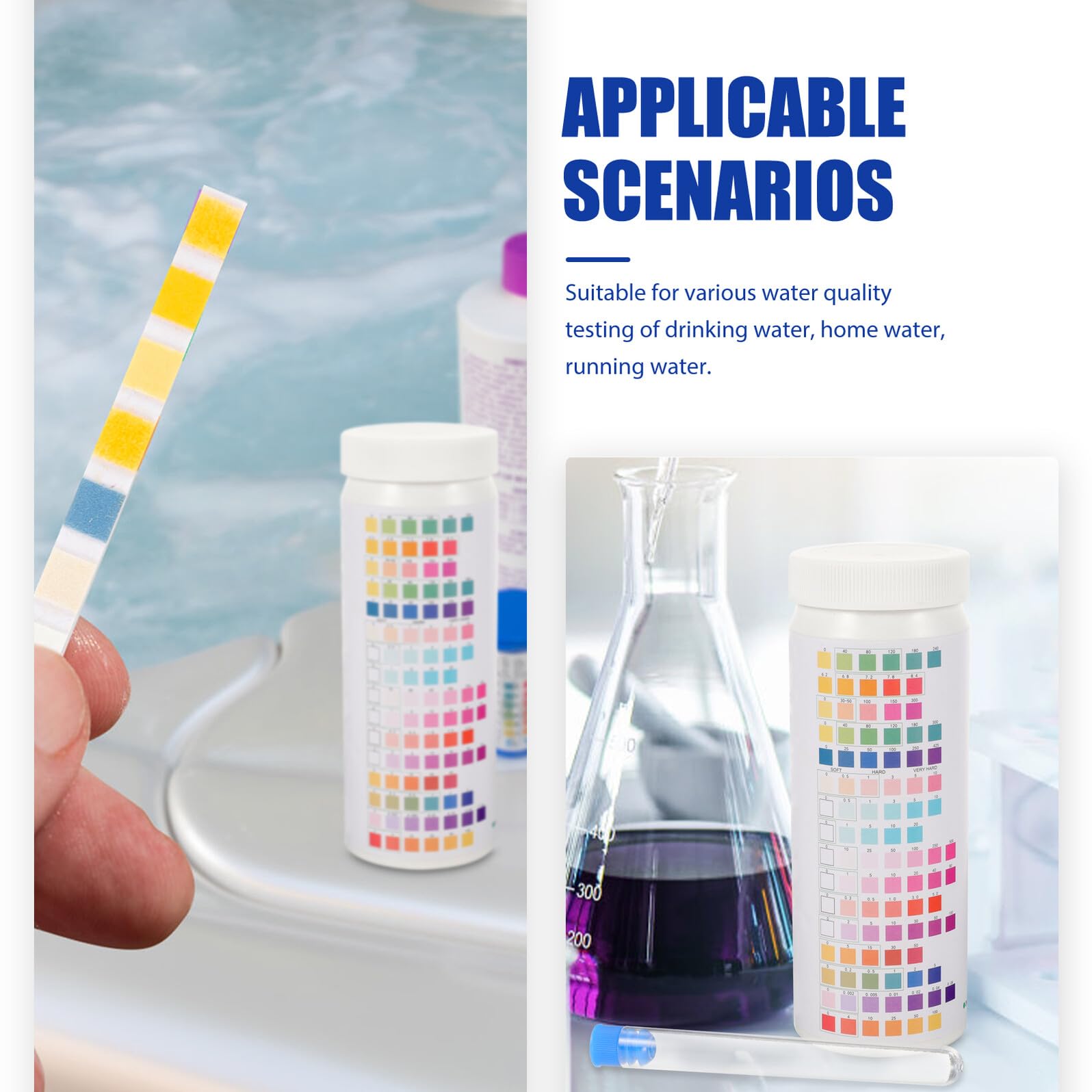 BESPORTBLE 100 Piezas Tiras Agua Test de Potable Unidades con Gotero y Tubo Práctico y Portátil para Análisis Fiable