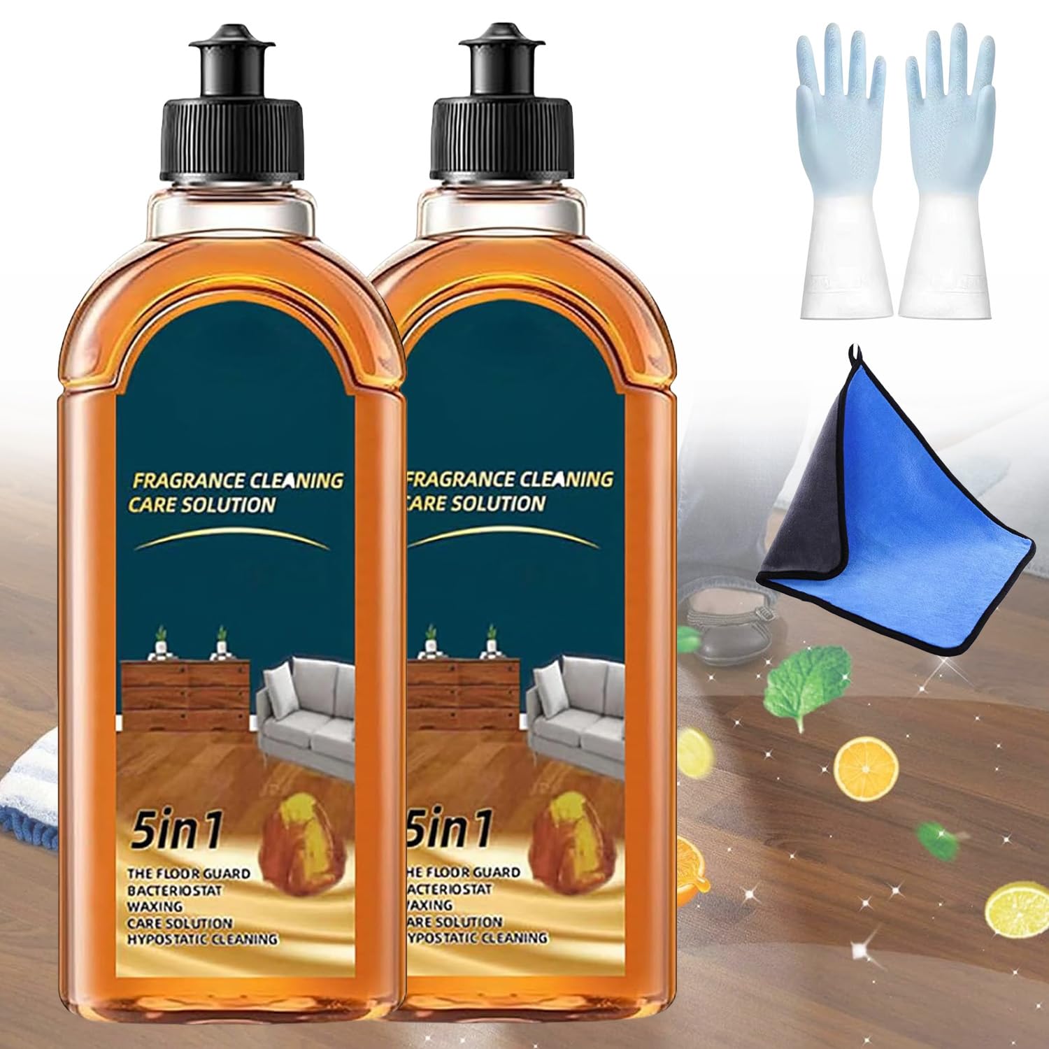 Detergente per pavimenti Spainho, soluzione detergente profumata e lucidante naturale, smacchiatore a doppia azione, detergente per pavimenti 5 in 1 per lavare casa, bagno e cucina (1, 2pcs)