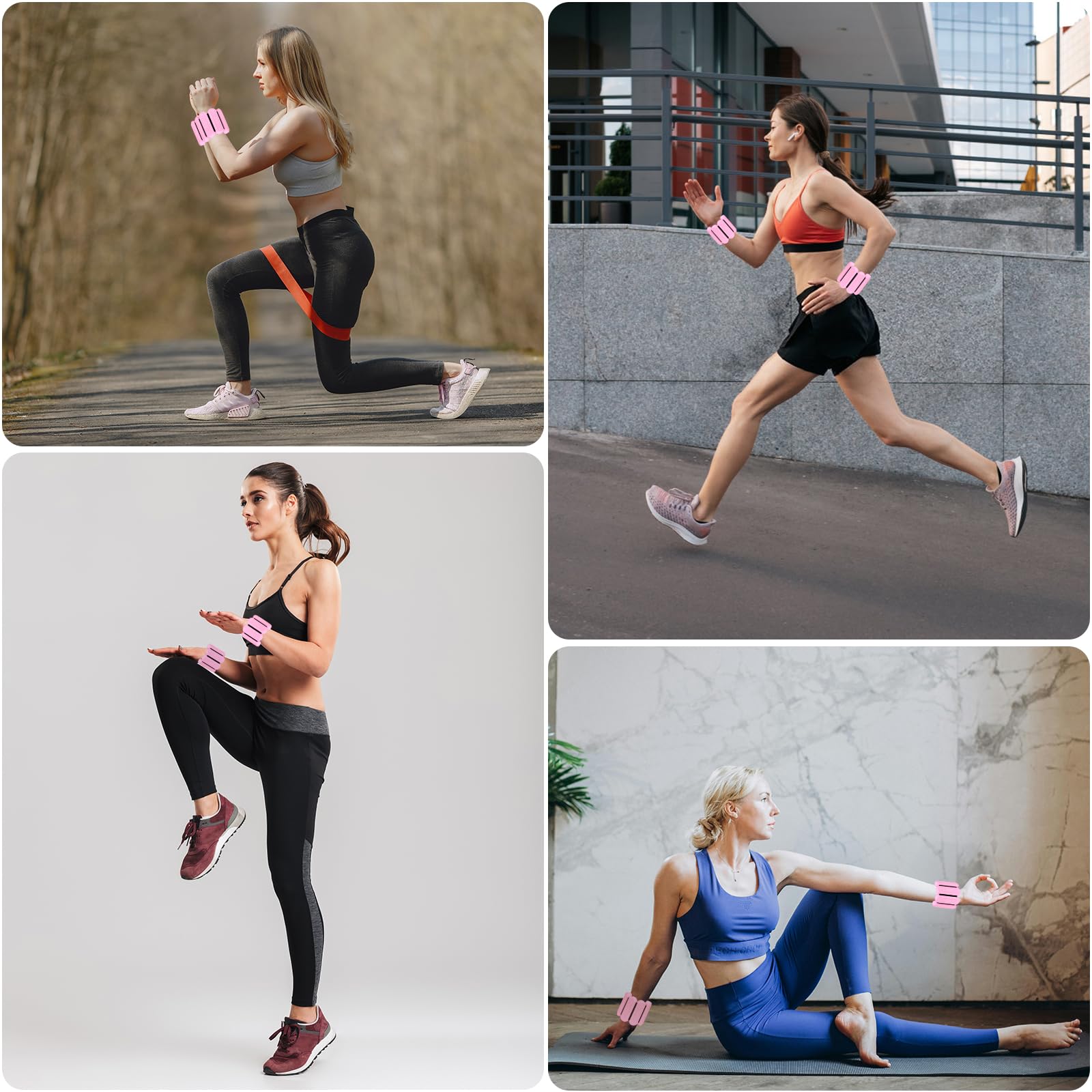 Set di 2 pesi da polso regolabili, per piedi o polso in movimento, jogging, yoga, aerobica, pilates, fitness