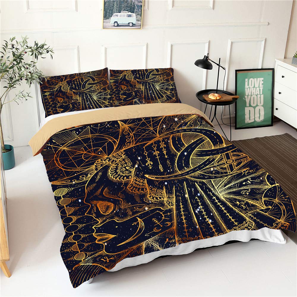 Parure de lit 2 personnes 4 pièces avec housse de couette 180x220 cm et draps imprimés 3D Modèle 2