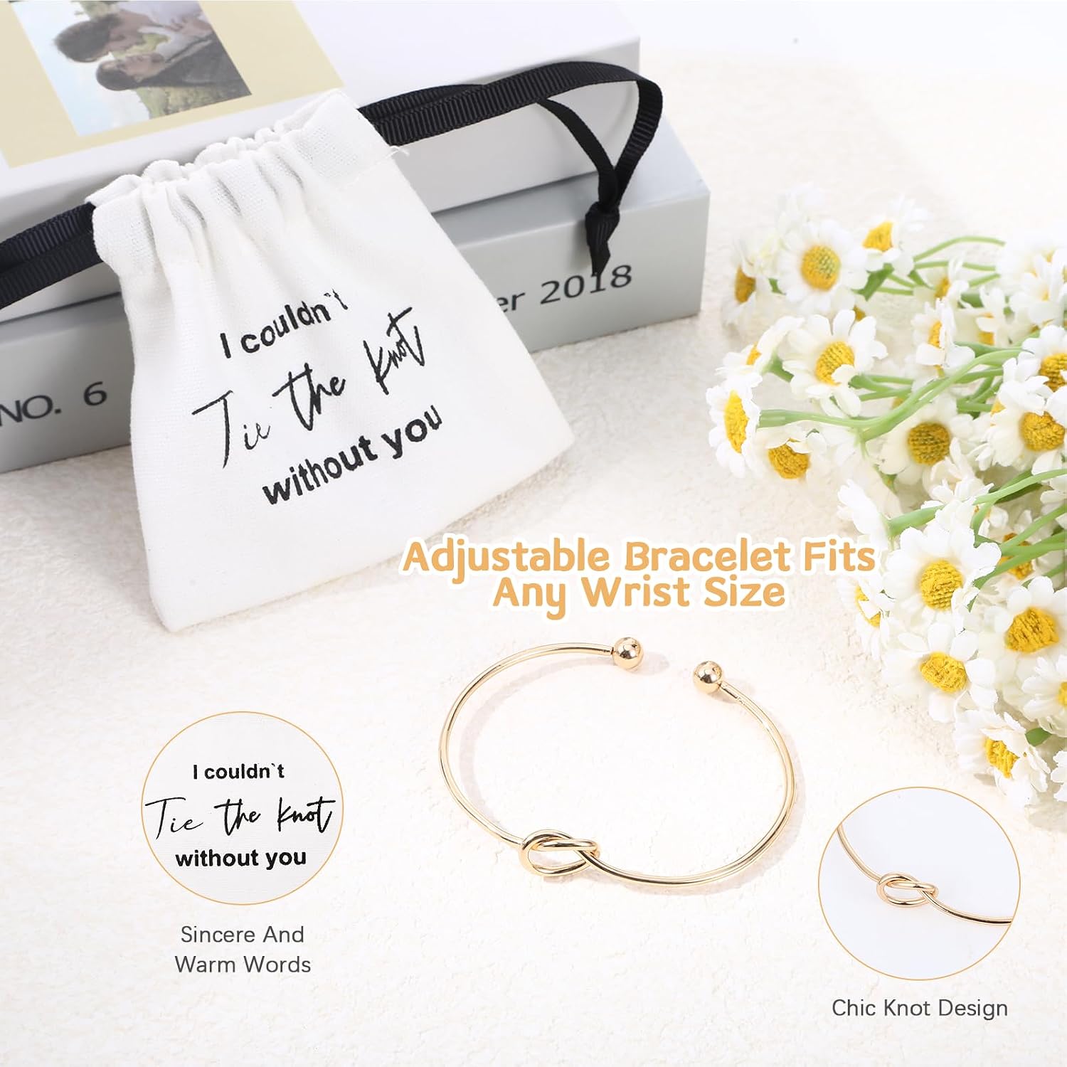 Bridesmaid Bracelet Gifts with Jewelry Pouch, Bridesmaid Proposal Gifts Linen Cotton Small Drawstring Bags Maid of Honor Proposal Bridal Party Presents