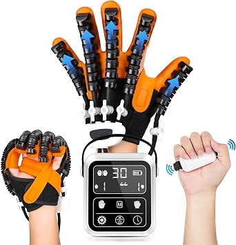 Hand Rehabilitation Robot Gloves, 3rd Generation Portable USB Chargeable Hand Stroke Recovery Equipment, 4 Modes & 9 Strength Levels Robot Hand Gloves for Hemiplegia Hand Therapy, Left Hand S