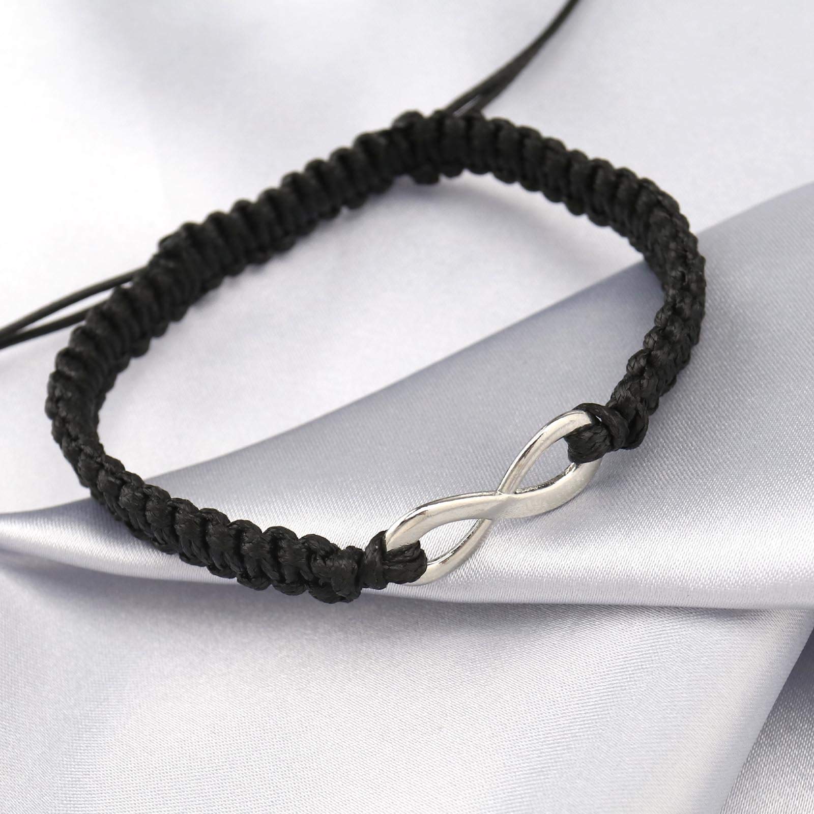 2 Bracelets Tressés Assortis Noir Et Bleu - Nylon, Réglables (17-28 Cm) - Pour Couple, Amis, Symbolique - 7