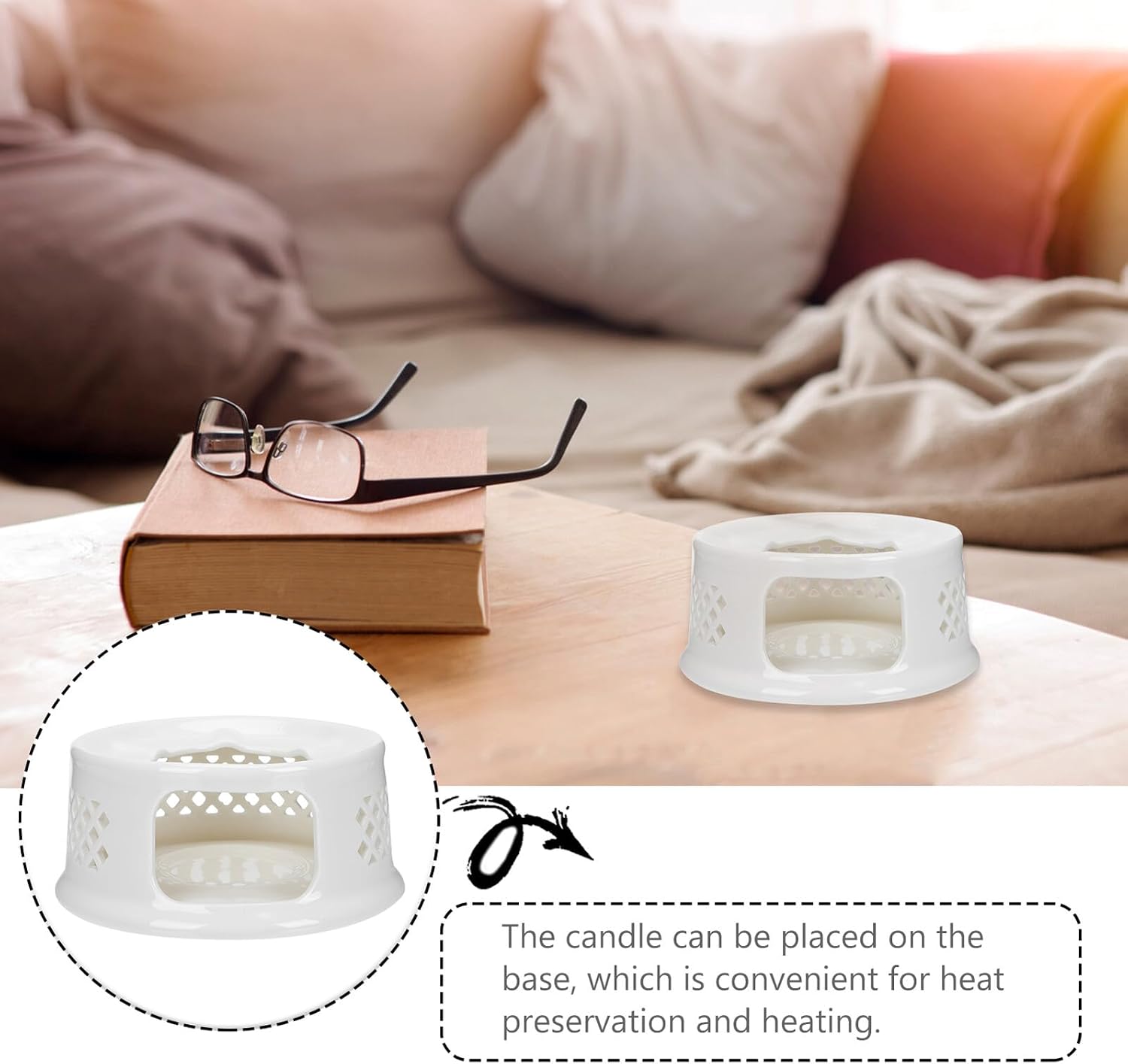 Ceramic Hollow-Out Teapot Warmer with Porous Ventilation Non-Slip Base Multifunctional Tea Heater Stand for Household Use Idea