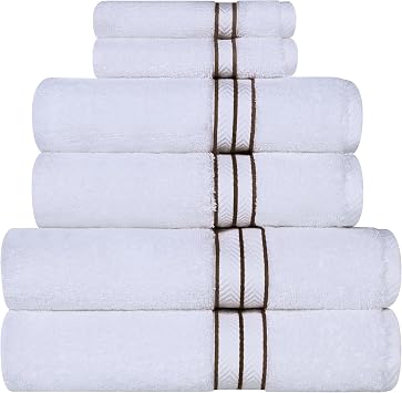 Superior Hotel Cotton 6 Piece Towel Set, Heavyweight Towels for Master Bath, Guest Bathroom, Shower, Spa, Includes; 2 Face Towels, 2 Hand Towels, 2 Bath Towels, Absorbent, Luxury Essentials, Latte