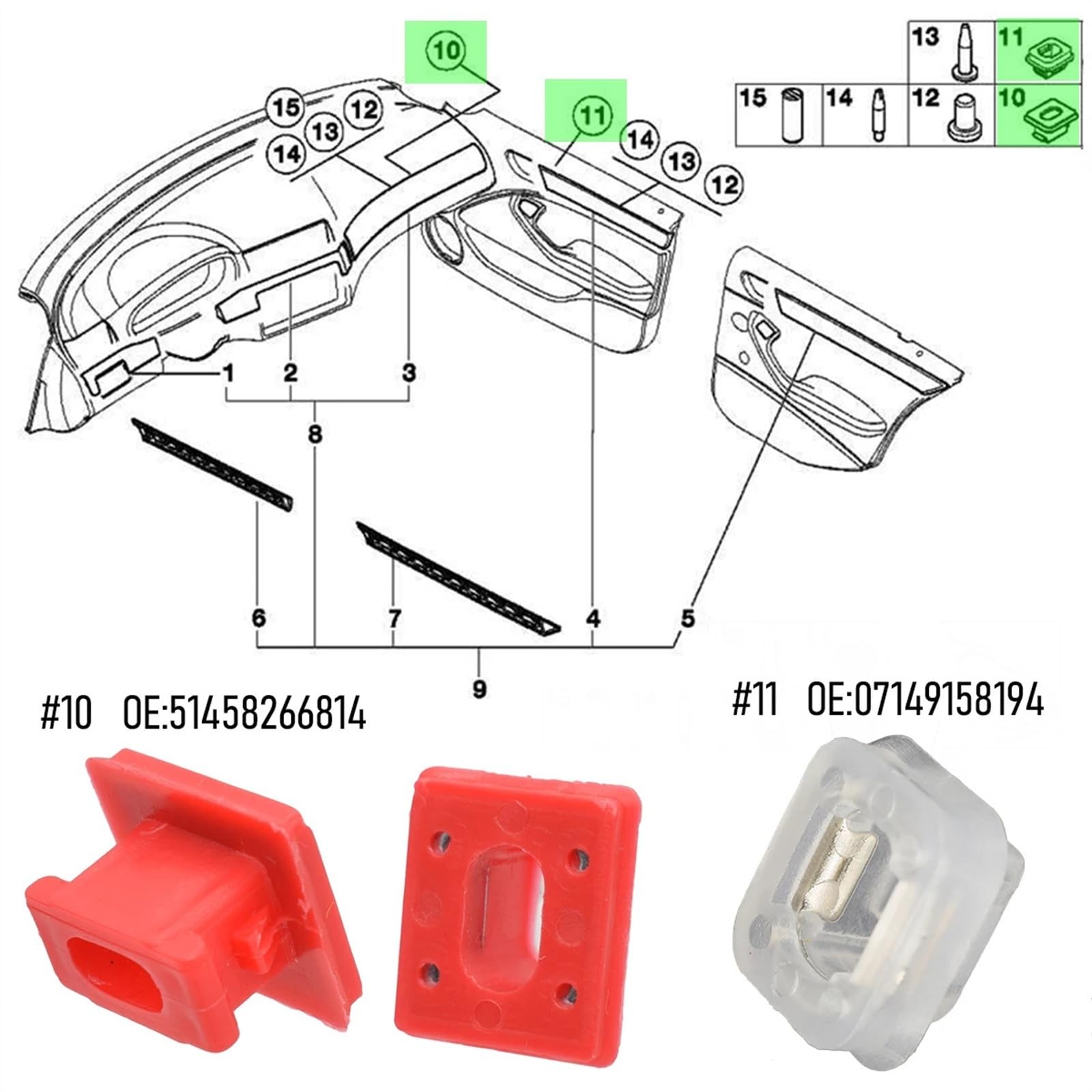 KS TOOLS Clip di fissaggio per cruscotto per Ford, confezione da 10