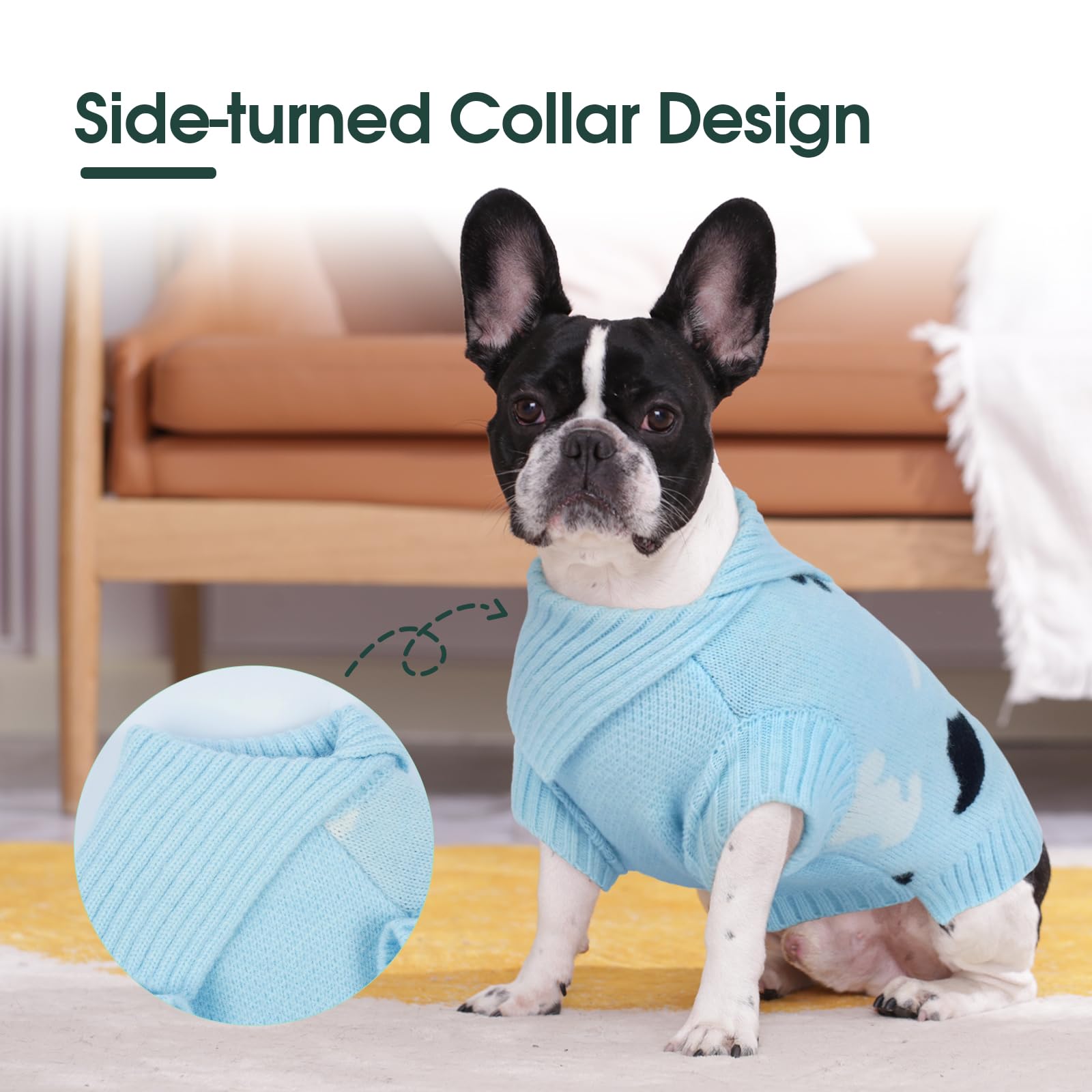 Kuoser M Dog Jumper with Turtleneck, Warm Knitted Sweater for Medium Dogs Soft Stretchy Winter Dog Clothes - Image 3