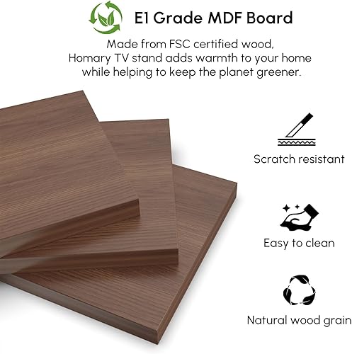 Miniatura 7 de homary Soportes de TV para sala de estar, mesa consola de TV extensible de nogal, centro de entretenimiento rectangular minimalista con 3 cajones de