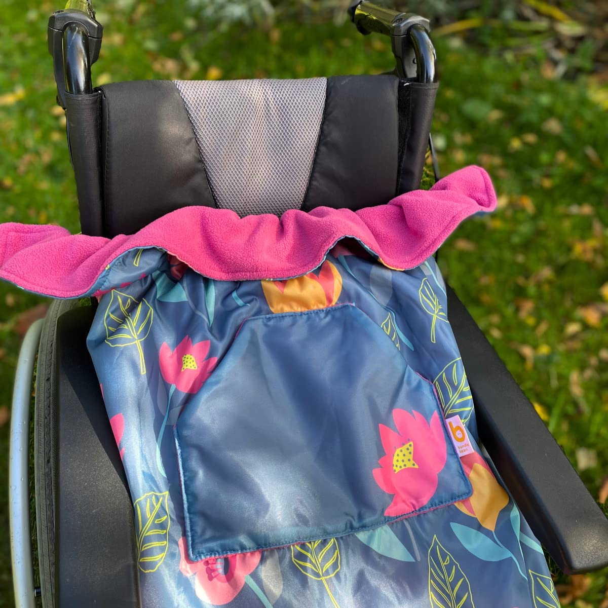 Wasserdichte Fleece-gefütterte Rollstuhl-Abdeckung, universelle Passform für manuelle und angetriebene Rollstühle, Erwachsenengröße, Rollstuhl-Zubehör, Wärme und Komfort (Blumenmuster)
