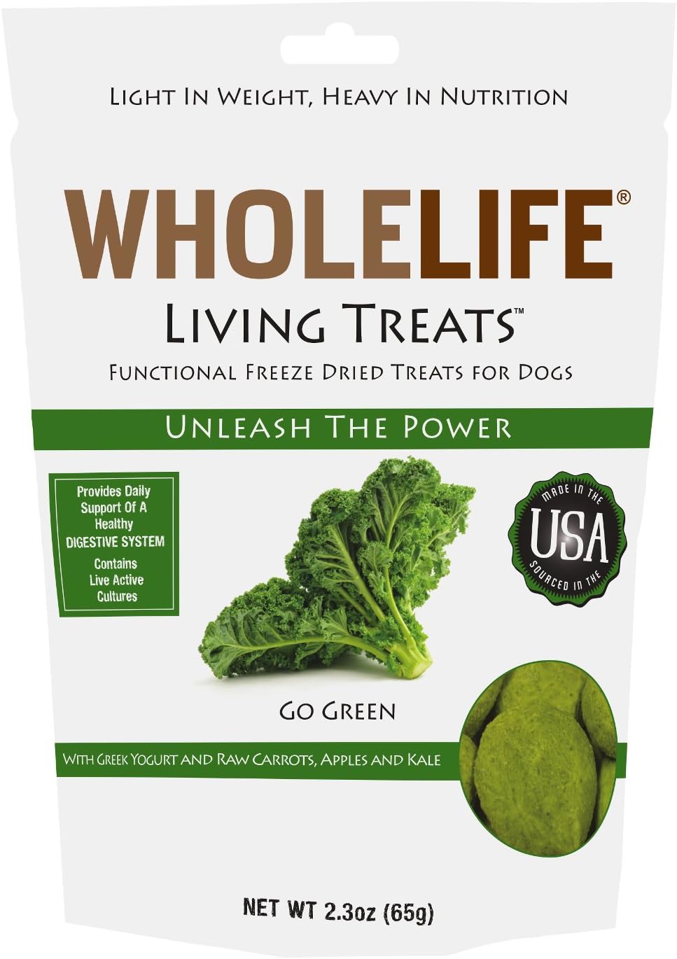 Whole Life Pet Living Treats For Dogs-Digestive Support With Yogurt And Kale, 2.3-Ounce