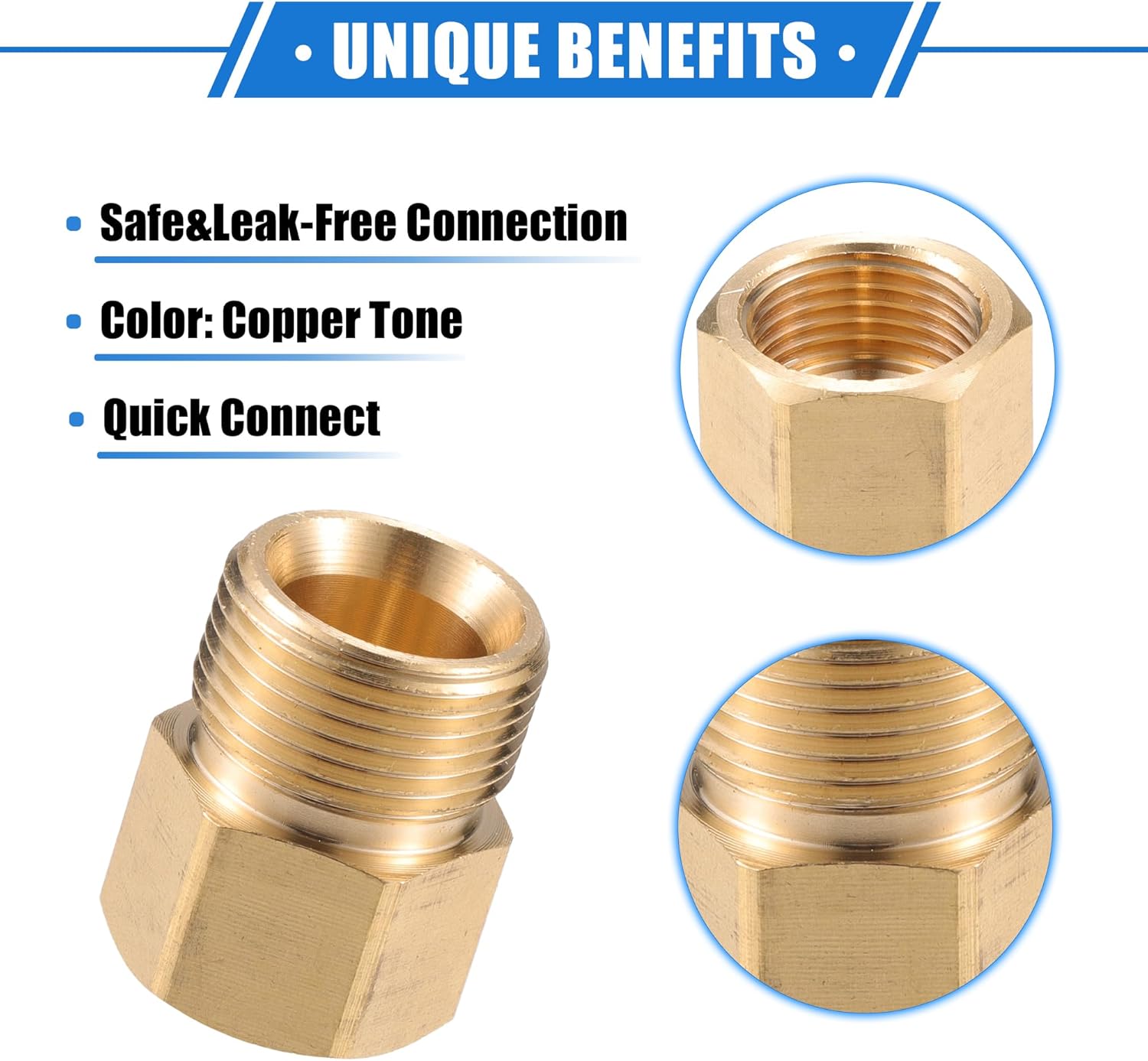 Pressure Washer Connector, M18x1 to M22x1.5 Male Adapter Brass Screw Hose Connector Universal for Pressure Washer Quick Connect Brass Copper Tone 1pc