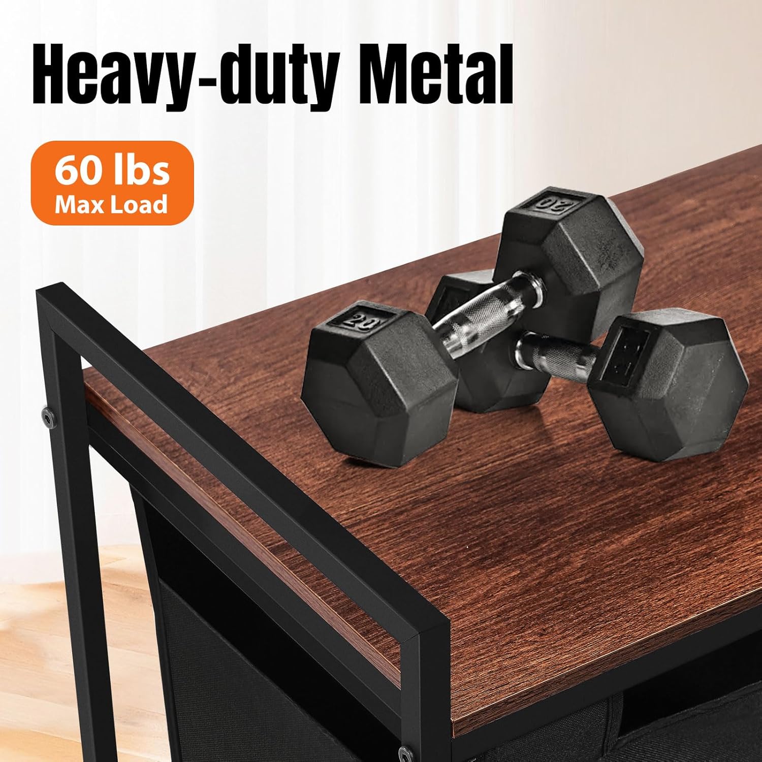 Laundry Sorter 3 Section, Rolling Laundry Hamper with Shelf, 3 Compartment Laundry Basket with Lid, Organizer Rustic Wooden Top