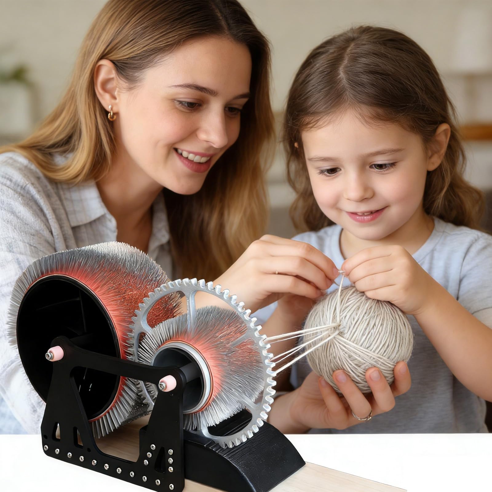 Generisch Diese manuelle Wollfilz-Trommelkardiermaschine, Tierbürste zum Kämmen von Fasern, Mischen von Farben, Entfernen von Verunreinigungen, DIY-Bastelwerkzeug zum Spinnen