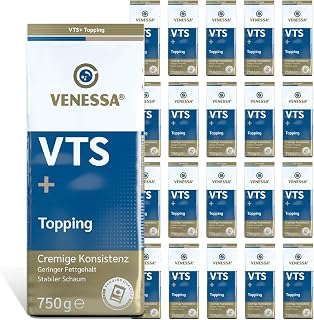 Venessa VTS+ Topping 20 x 750 g soluble 99,8% de leche desnatada en polvo para máquinas expendedoras, paquete económico