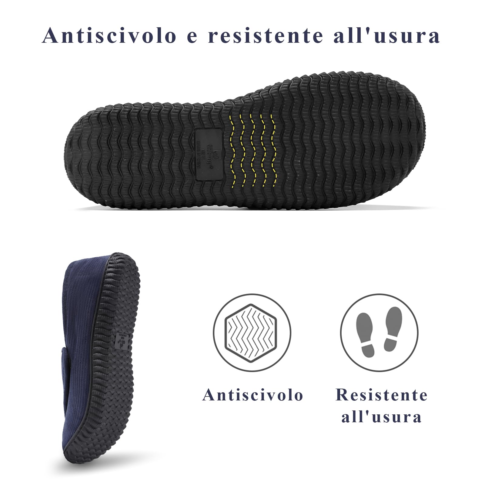 Git-up Pantofole da casa per Uomo Confortevole e Antiscivolo Calde Ciabatte con Soletta Memory Foam Pantofole Regolabili diabetiche per Edema Piedi