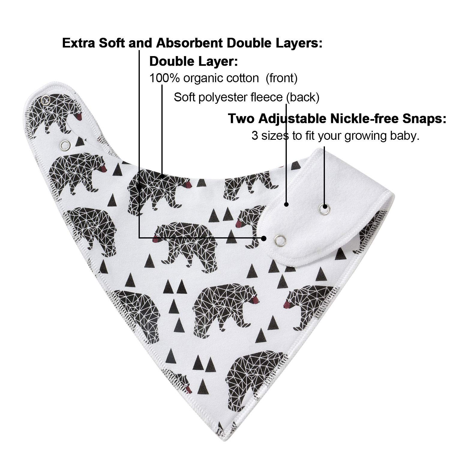 Cherub Baby Bandana Drool Bibs 10 Pack, Absorbent Bandana Bib for Drooling and Teething, Soft Organic Cotton Baby Bibs for Boys