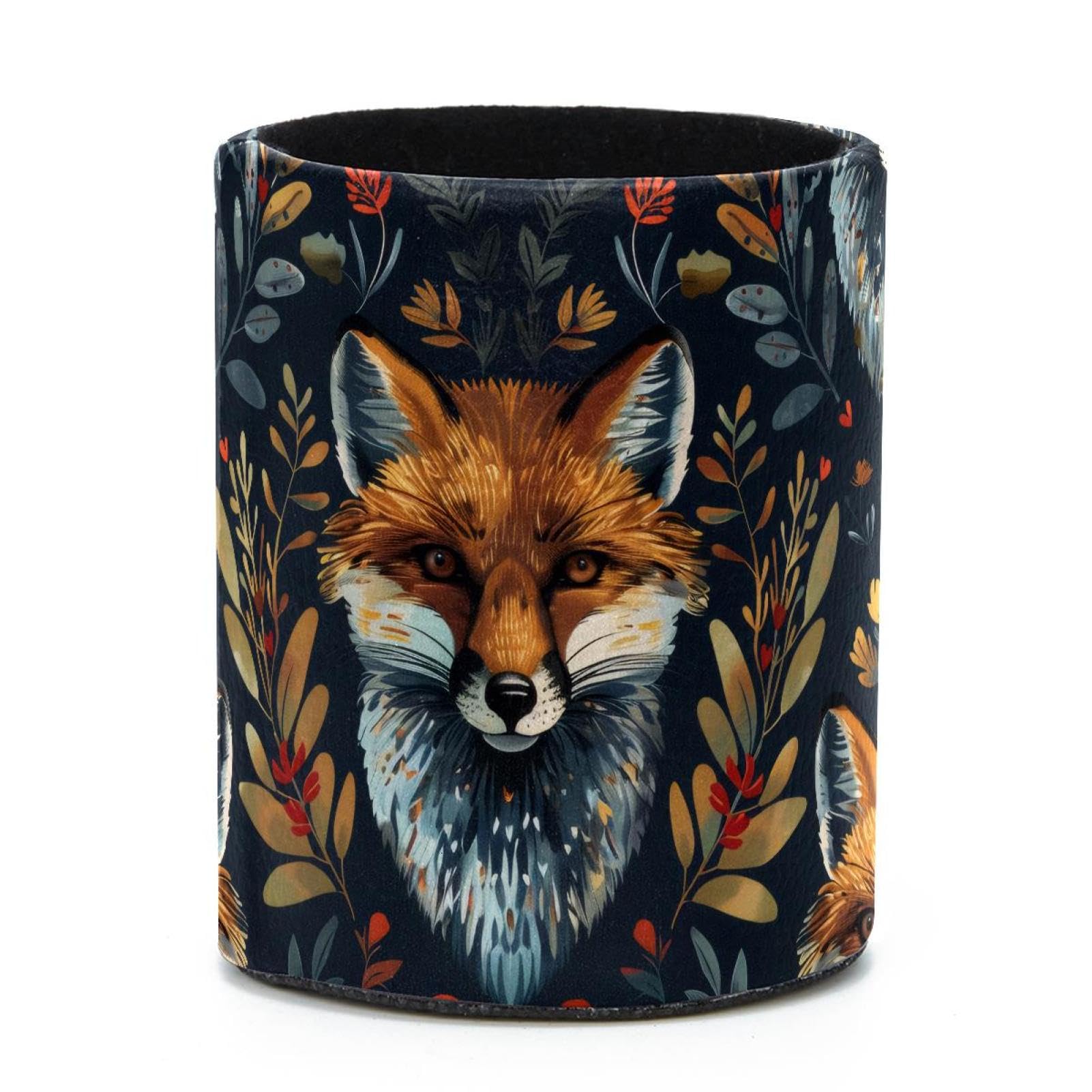 VAPOKF Round Pencil Holders for Desk, Fox Pen Holders Pen Pot Makeup Brushes Storage Desktop Stationery Supplies Organiser for Home Office