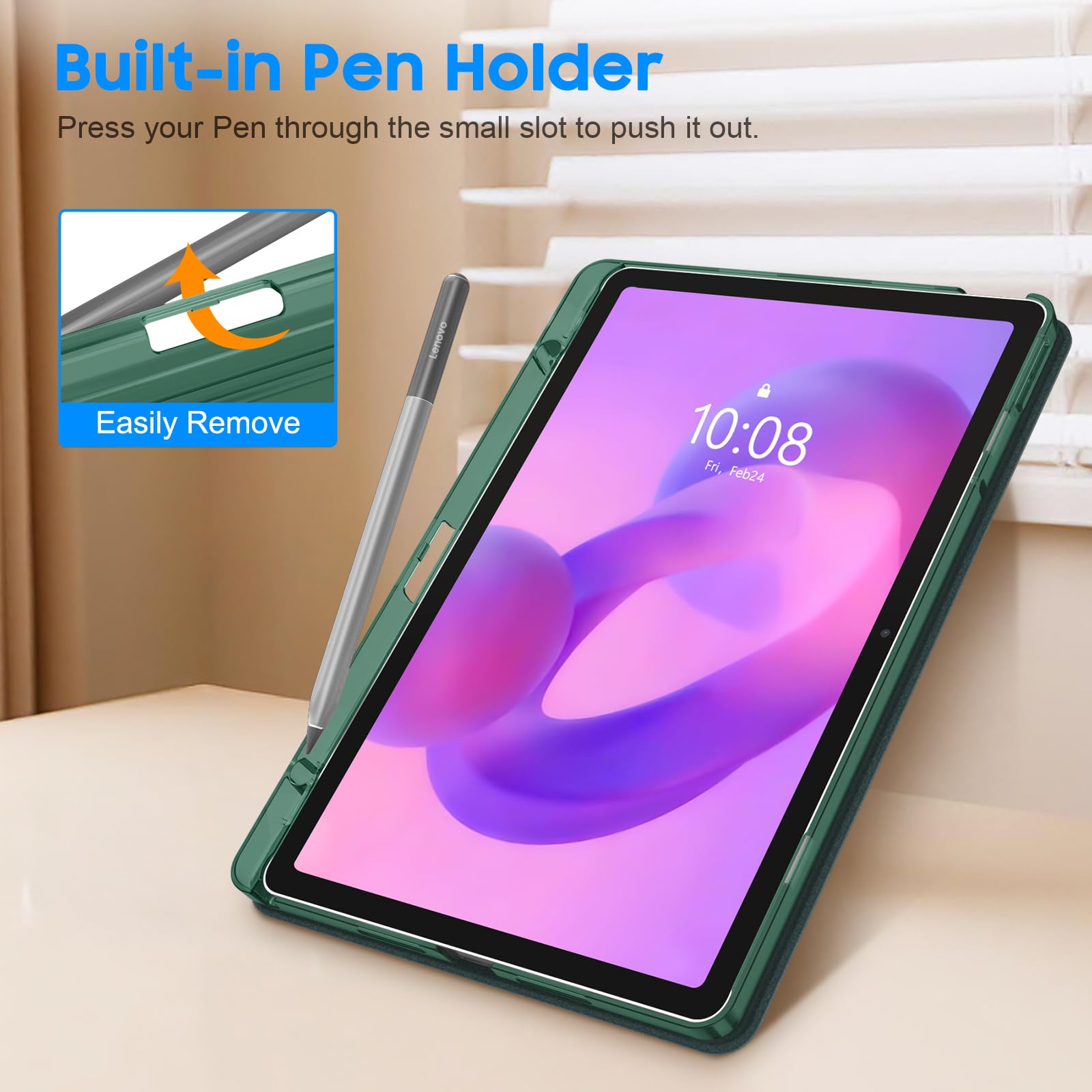 Fintie Etui do Lenovo Idea Tab 11 cali 2025 (TB-336ZU/ TB-336FU) - ultracienkie etui ochronne z półprzezroczystą tylną stroną z funkcją automatycznego wygaszenia/wybudzania, satynowy wygląd, zielone