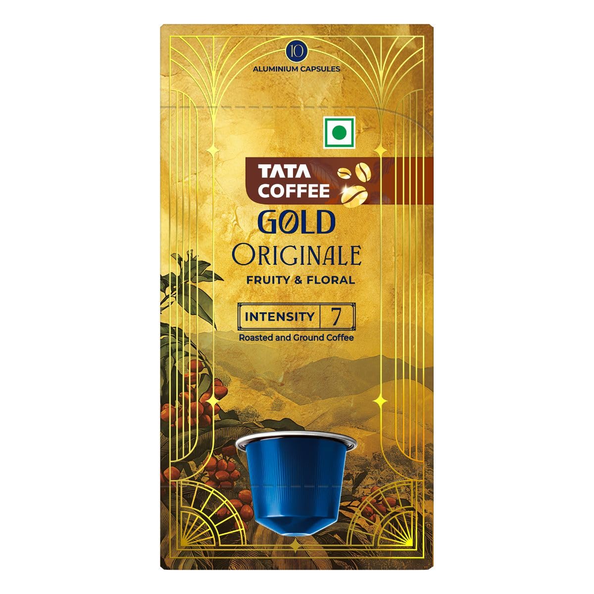 Tata Coffee Gold Coffee Capsules, Intensity- 7 | Tasting notes: Fruity & Floral | 100% Arabica Coffee | Nespresso Compatible Coffee Pods, 10 Aluminium Capsules, 55 g-image-6