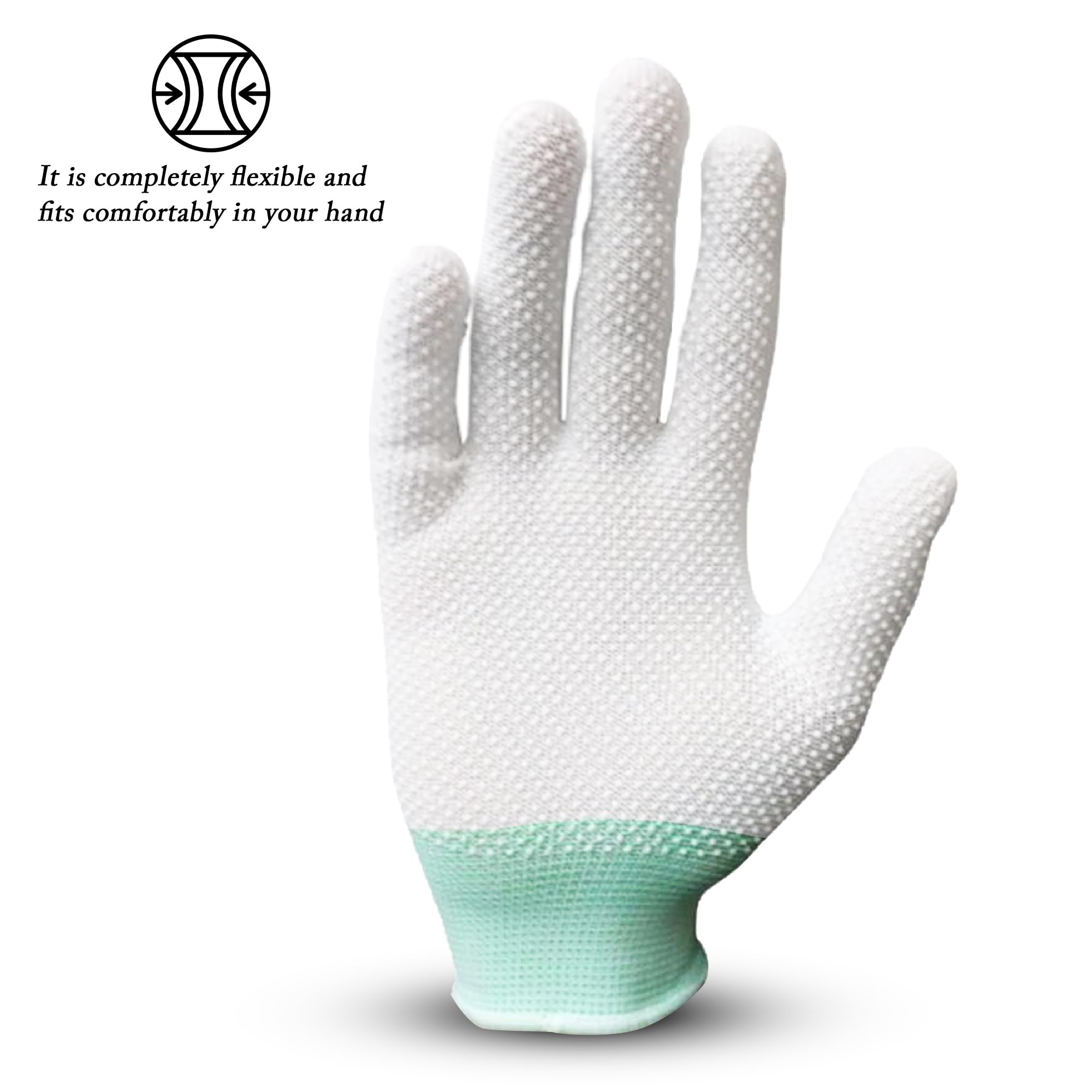 ZH Cotton Gloves Anti Slip with PVC Dotted for Tennis Only for Soft Ball (White) 1