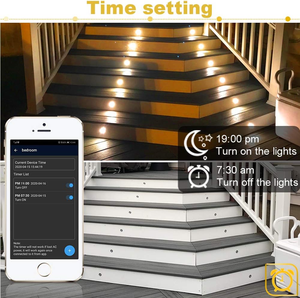 Chеареѕt 🛒 LED Deck Lights Dimmable, FVTLED CCT Dual Color Temperature Cool/Warm White 2700k-6500k Low Voltage LED Step Lighting Φ1.77 Bluetooth Control Garden Patio Stair Light