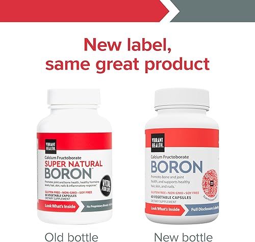 Miniatura 2 de Vibrant Health, Boro súper natural, apoyo vegetariano para la salud de las articulaciones y los huesos, 60 cápsulas