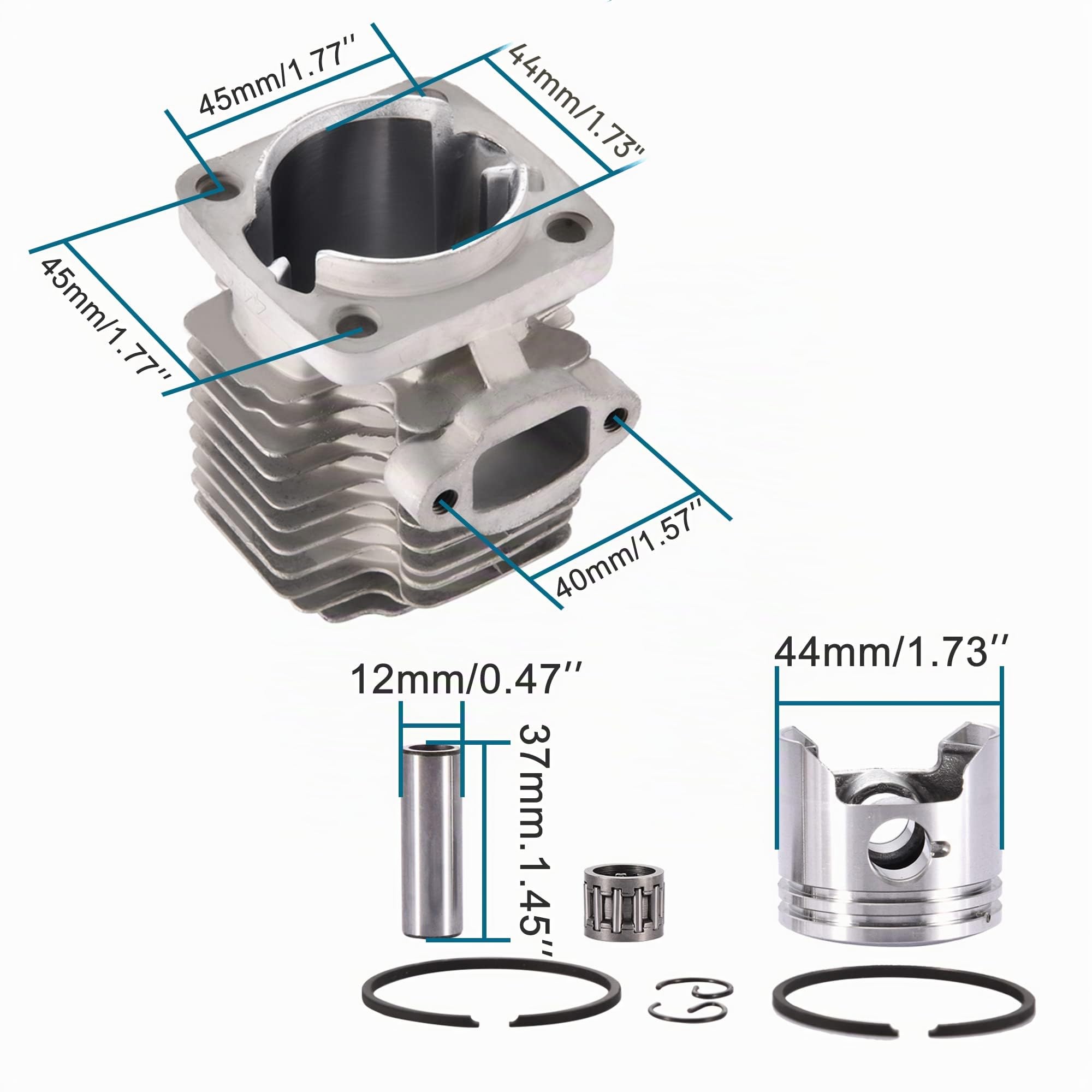 GOOFIT Kit D'Assemblage De Bague De Piston De Cylindre De 44-6 De 44 Mm Remplacement pour 43cc 47cc 49cc 2 Stroke Engine Mini Quad ATV Pocket Dirt Bike