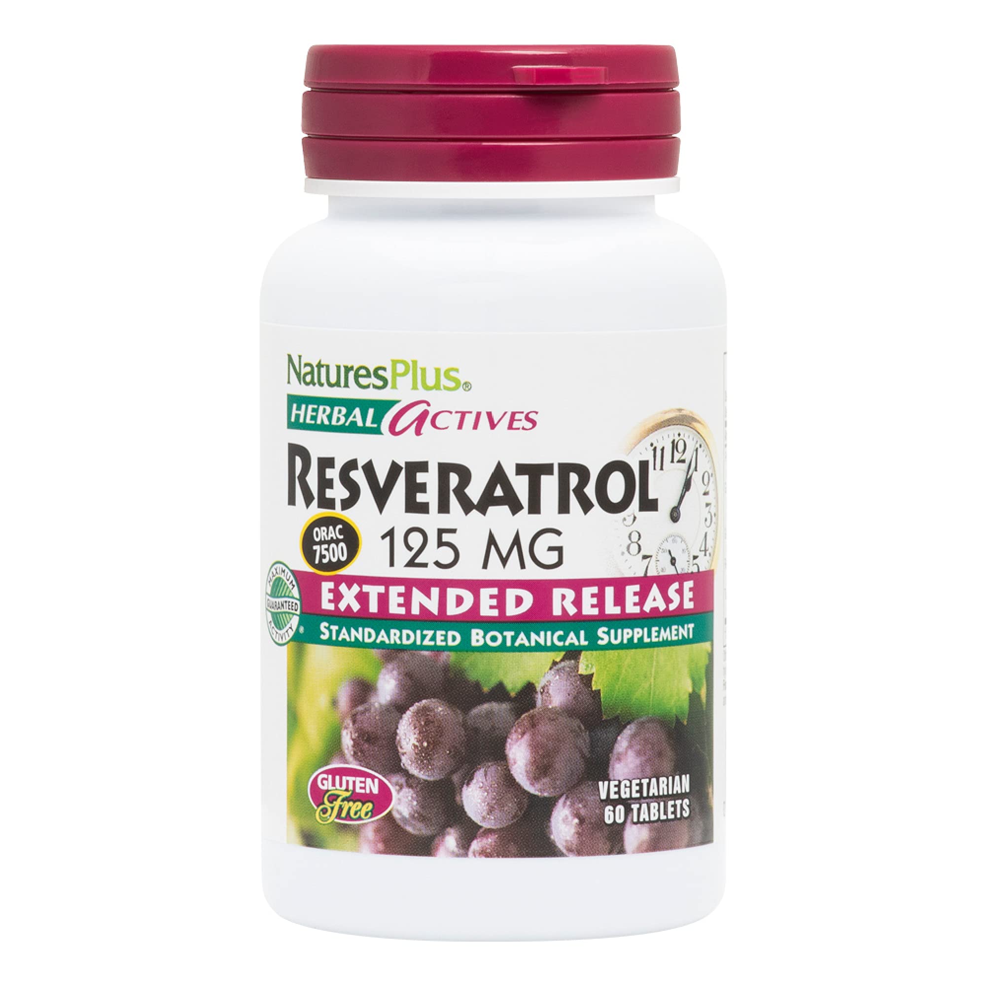 Herbal Actives Resveratrol, Extended Release - 120 Tablets - Vegetarian, Gluten Free - 60 Servings