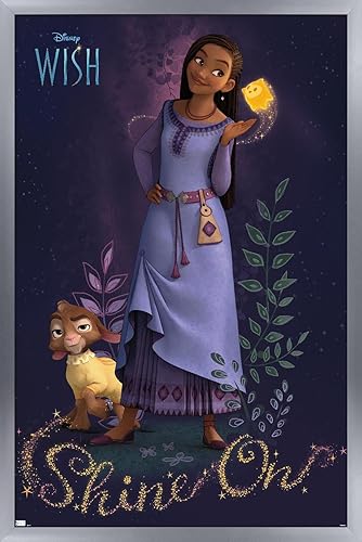 Trends International Disney Wish - Póster de pared Asha, 22.37 x 34.00 pulgadas, versión enmarcada plateada