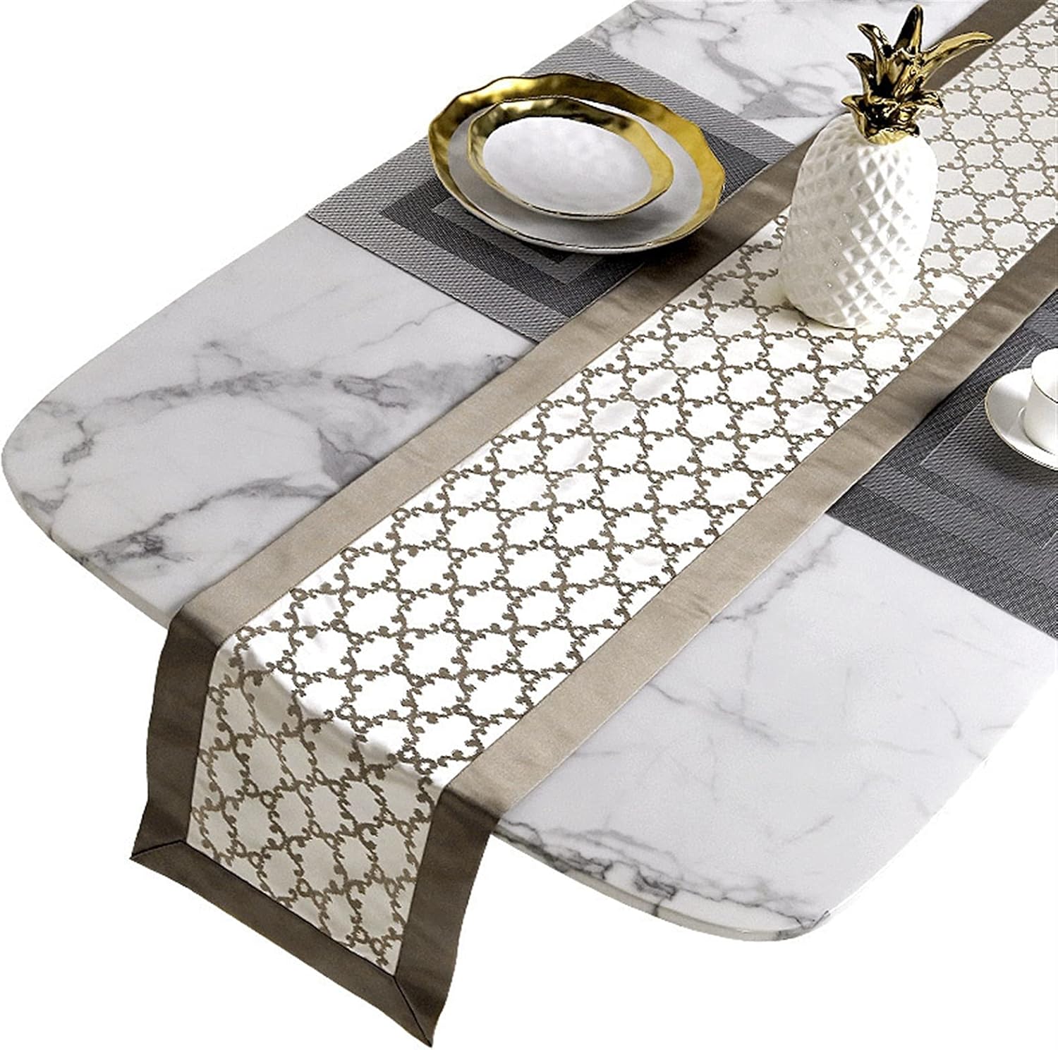Xzeit Table Decor,Coffee Table Decorations, 1pcs/Set 30x220cm Jacquard Style Satin Table Runner for Hotel Table Wedding Party Reception Rectangular Decor ( Color : Beige , Size : 40*230cm )