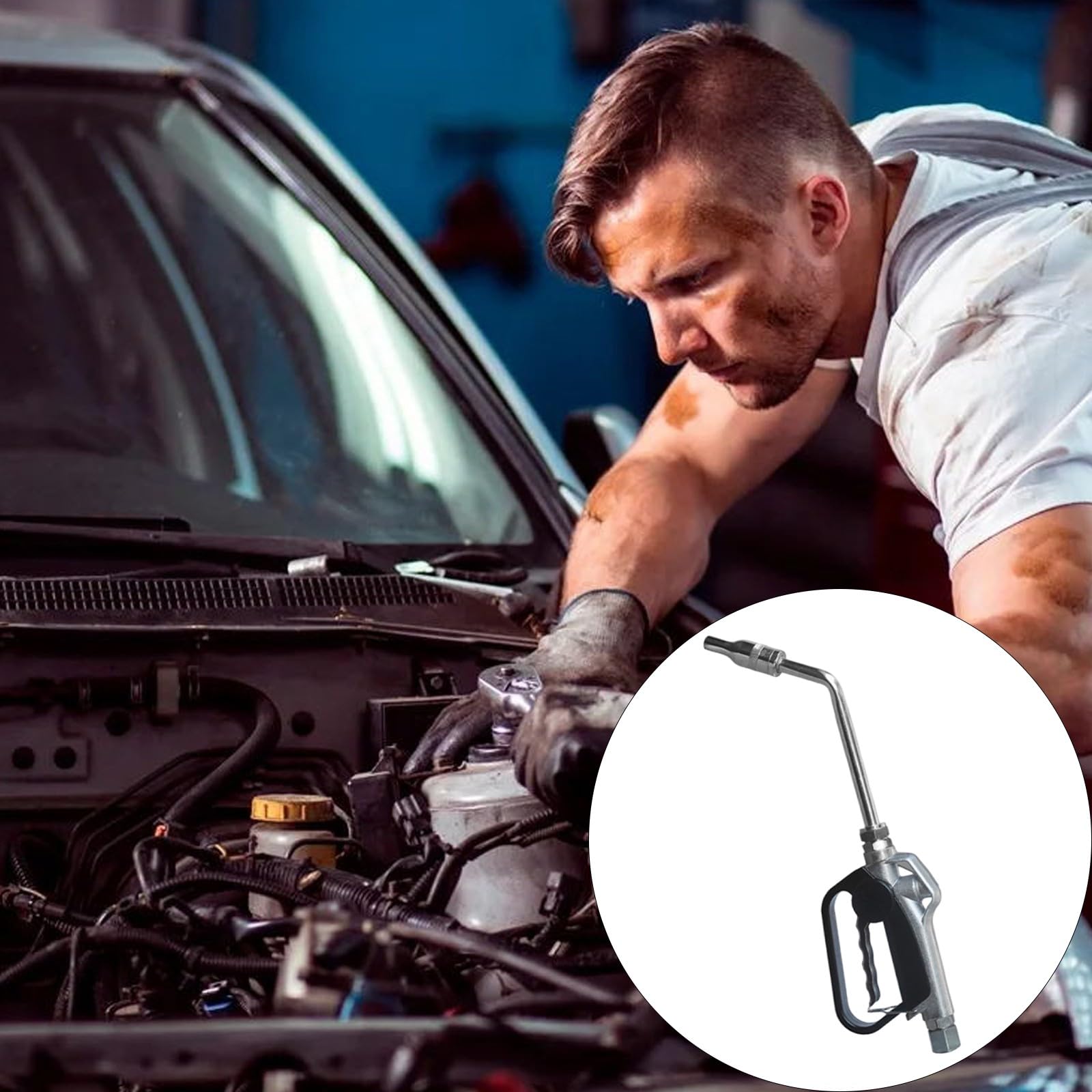 3 Ergonomischer Aluminium Ölspender mit 1/2-Zoll Düse, 150–1500, manuelle Steuerung für Werkstatt und Motorradpflege, Ölpistolen Spender
