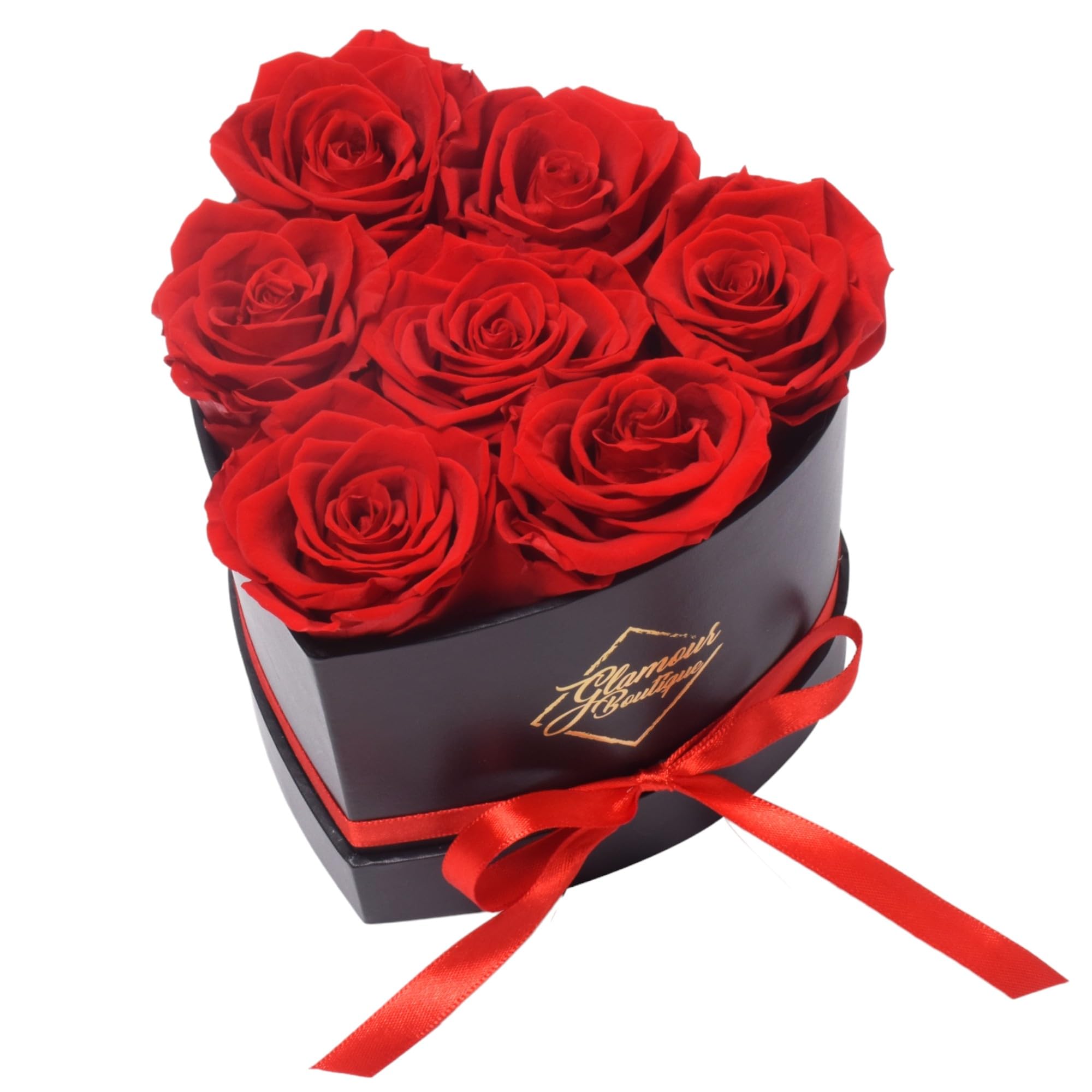 7 Flower Forever Heart Shape Box - Preserved Roses Gift for Her, Preserved Flowers, Red