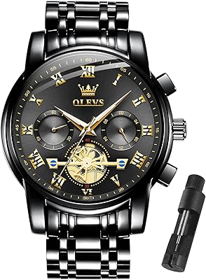 OLEVS Watches for Men with Date Luxury Big Face Waterproof Mens Wristwatch Analog Dress Two Tone Stainless Steel Man Watch Luminous Relojes De Hombre Calendar(Green/Blue/Black Dial