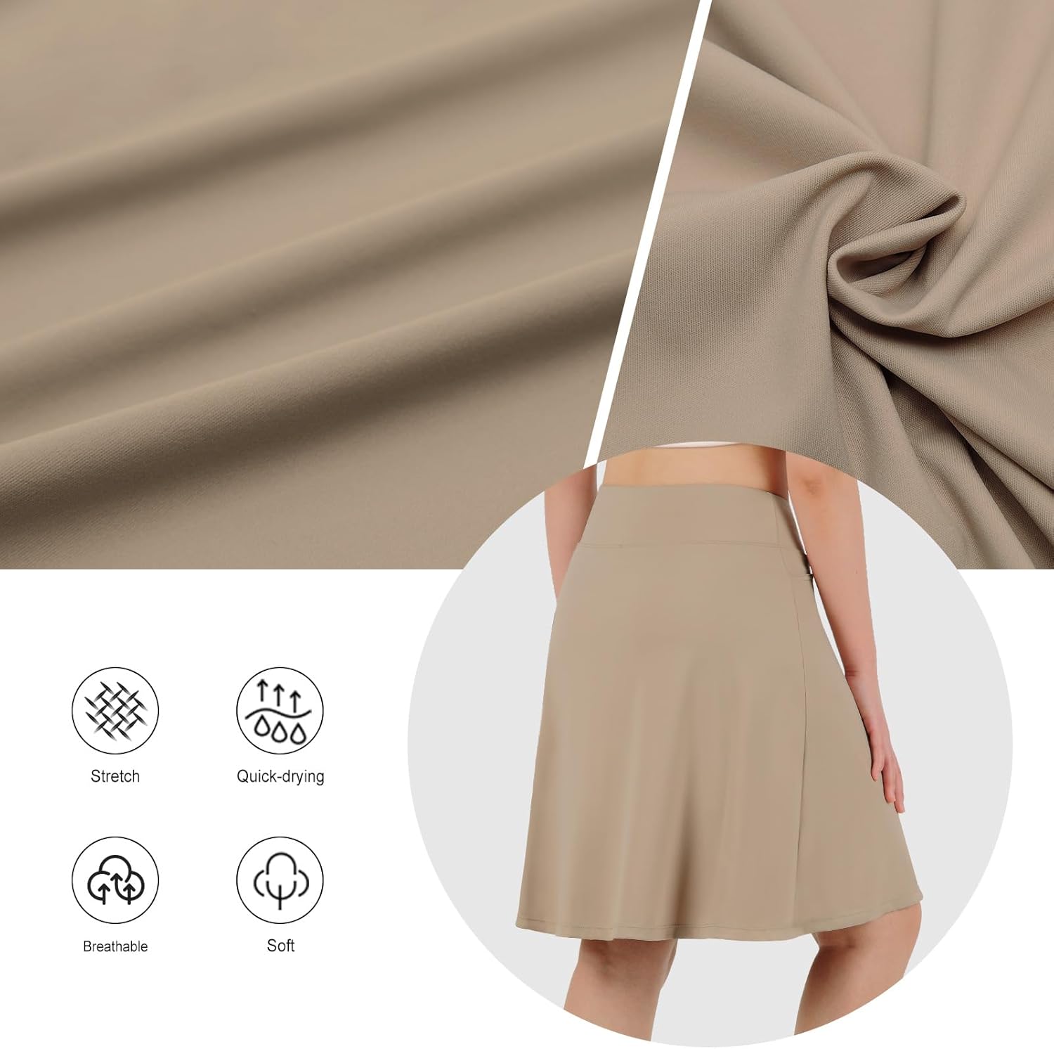 ANIVIVO Women's 20" Knee Length Skorts Golf Tennis Skirt for Women Activity Casual Skort with Pockets High Waist - Image 6