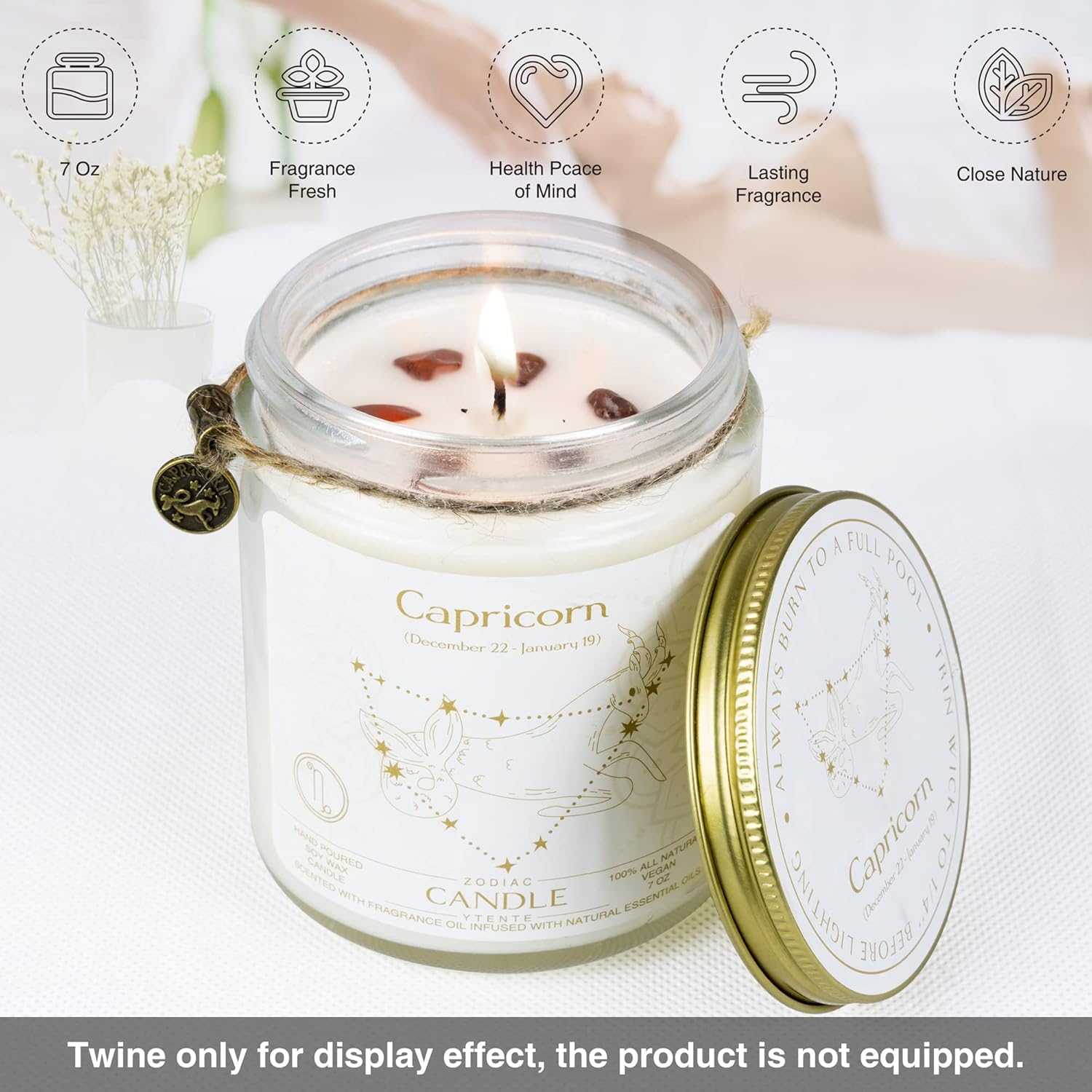 Zodiac Crystal Candle Birthday Gift for Women