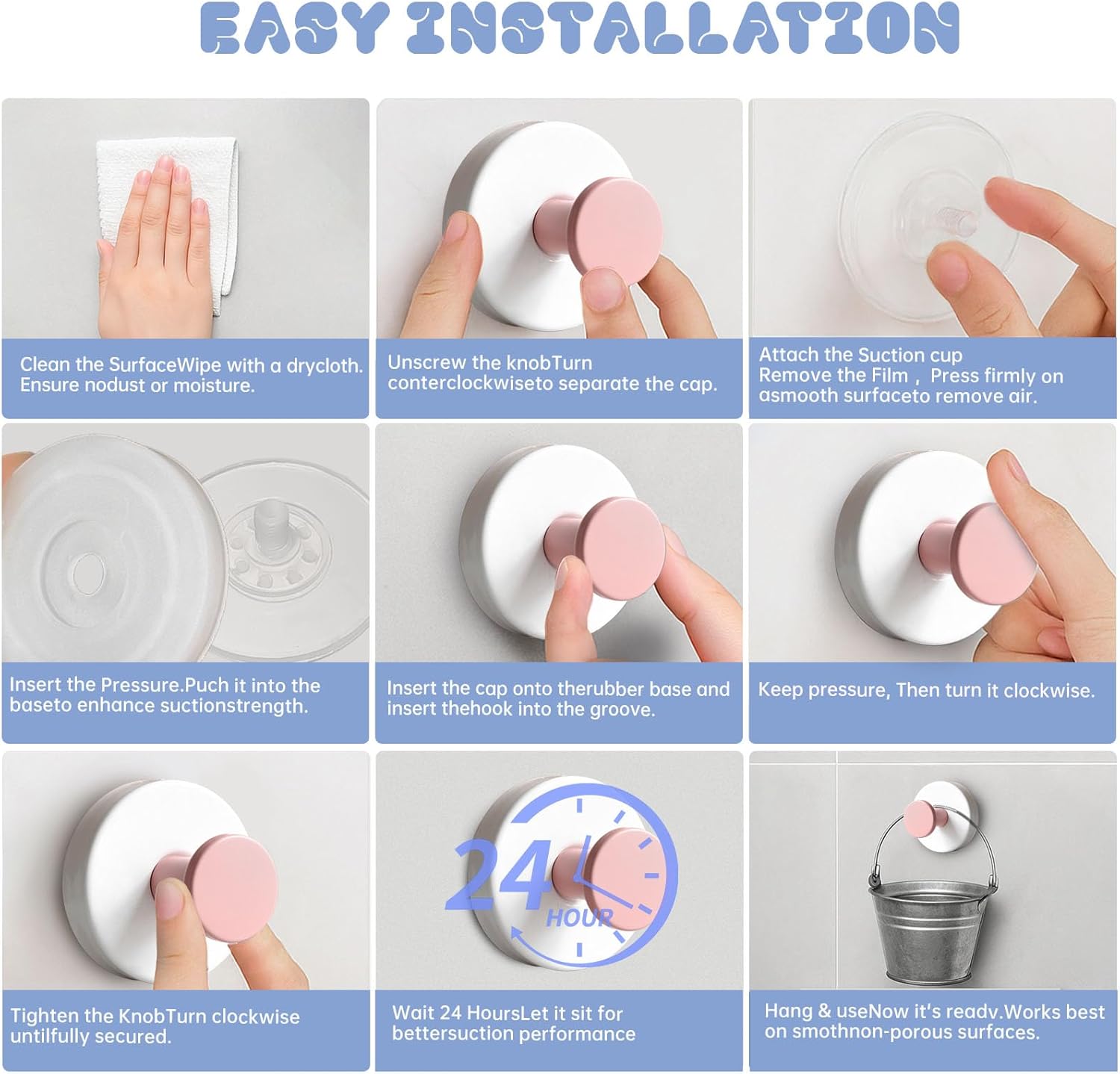 Suction Cup Hooks, Suction Cup Hooks for Shower,Removable Towel Hooks for Bathroom Window Glass Door Wall, Bath Robe Looafh Wreath Hook for Hanging
