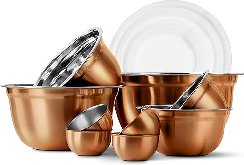 COOK WITH COLOR Juego de 18 cuencos para mezclar con tapas herméticas, organizadores de cuencos de acero inoxidable, recipientes de almacenamiento