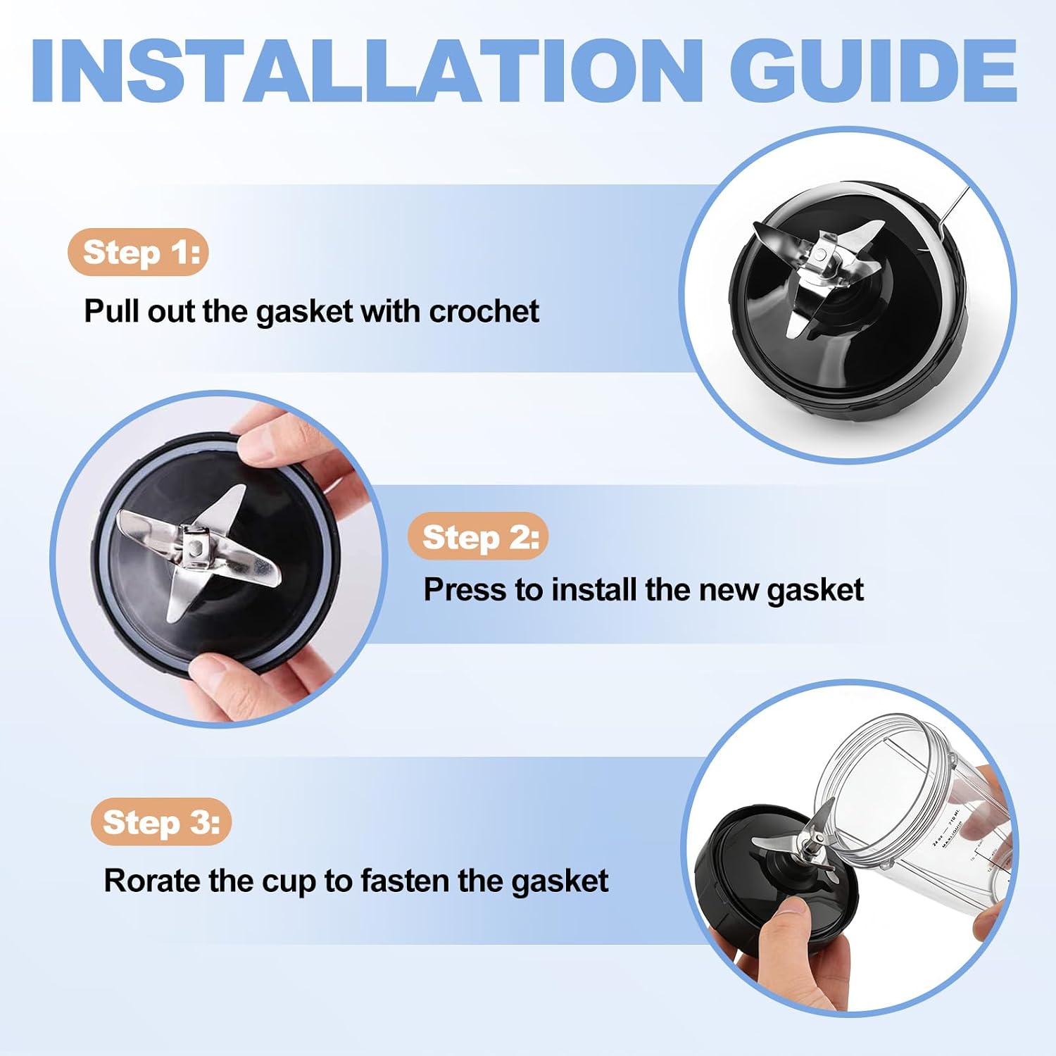 7 Fins Blender Blade Replacement Parts for Ninja Compatible with Ninja BN401 BN701 BN751 BN801 BL480-30 BL642-30 BL682 BL687 NN102 BL2012 Extractor Blade Assembly
