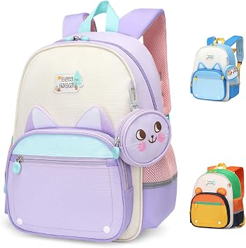 Toddler Backpack for Girls, Lightweight Kids Backpack with Chest Strap | Water-resistant Kindergarten School Bag, Breathable Shoulder Straps, Multi-Pockets for Travel & DaycarePurple