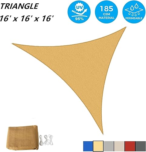Miniatura 2 de AsterOutdoor - Toldo parasol triangular de 16 x 16 x 16pies, Toldo con bloqueador ultravioleta para patio, patio trasero, césped, jardín,