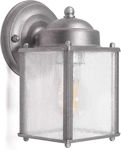 Miniatura 5 de CORAMDEO Luz cuadrada de autocar para exteriores, patio, cubierta, granero, ubicación húmeda, enchufe de base media estándar, acabado galvanizado