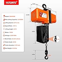 Vista 7 de Polipasto eléctrico de cadena de 1100 libras, cabrestante de 120 V con control remoto con cable de 5 pies, grúa aérea monofásica para garaje, polea