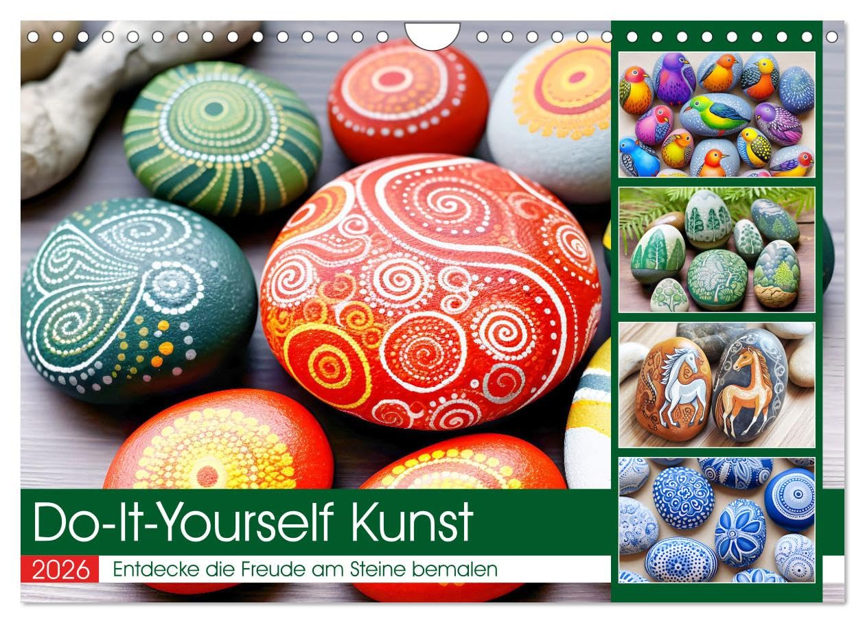 Do-It-Yourself Art - Discover the joy of painting stones UK-Version (Wall Calendar 2026 DIN A4 Landscape), CALVENDO 12 Month Wall Calendar โ image 1