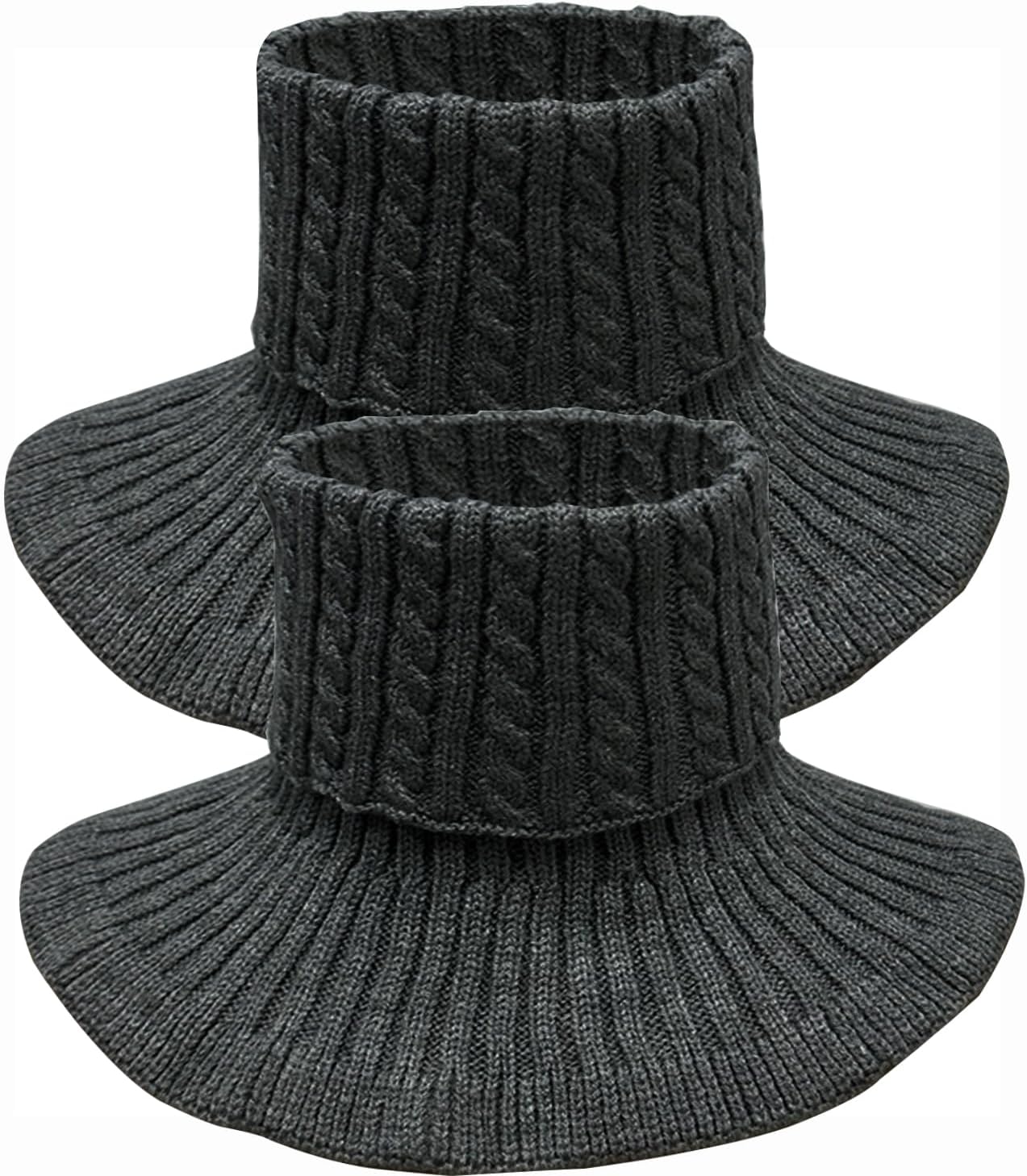 JFAN Valse coltrui voor dames, winter, kunstkraag, afneembaar, gebreid, halsketting, kraag, warm, 2 stuks, voor dames, Zwart en grijs, One Size