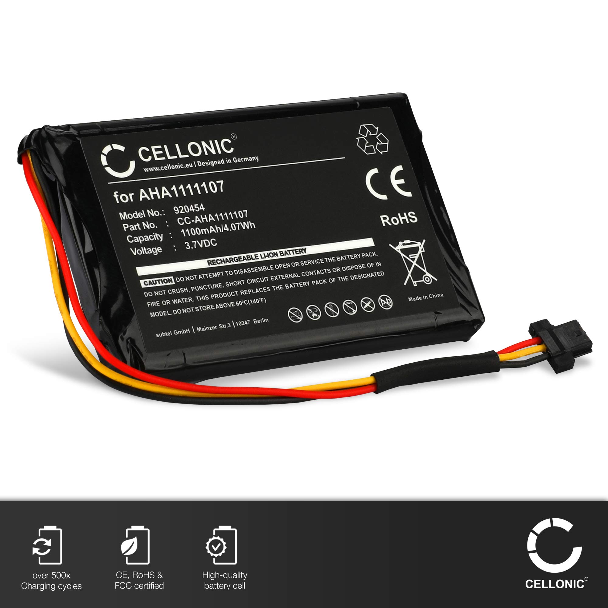 CELLONIC 1x Batería para GPS Navegación Compatible con Tomtom Go 600, Go 610, Navigator 6, AHA11111010 - (1100mAh, 3.7V) + Juego de Herramientas