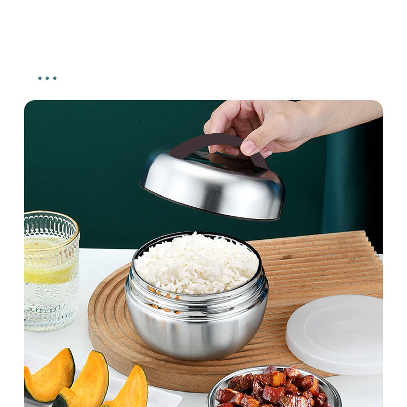 Portapranzo Termico 1.5L in Acciaio Inox 304 a 4 Strati Impilabile | Contenitore per Alimenti a Tenuta Stagna, Design Anti-Perdite con Scomparti Rimovibili, Ideale per Ufficio e Viaggio, Ma