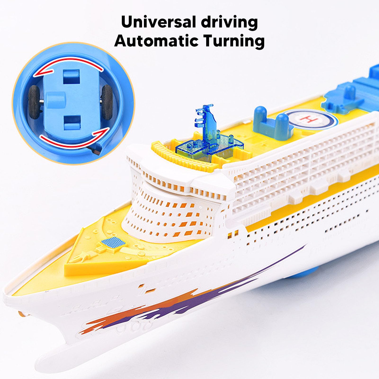 Juguete de Crucero con Luces Intermitentes y Sonidos, un Barco de Juguete eléctrico con Rueda Universal para navegación automática, un Juguete Modelo de transatlántico