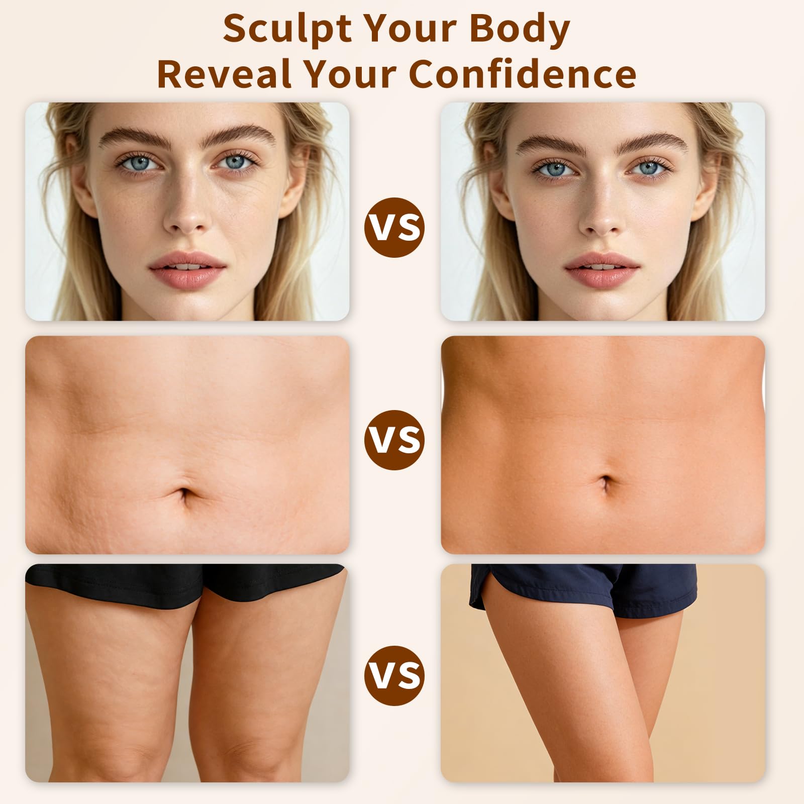3-in-1 Schröpfmassagegerät mit EMS & Rotlicht Elektrisches Körperstraffungsgerät, 10 Intensitätsstufen & 4 Wechsel-Aufsätze gegen Cellulite zur Hautstraffung an Bauch, Beinen, Po, Armen