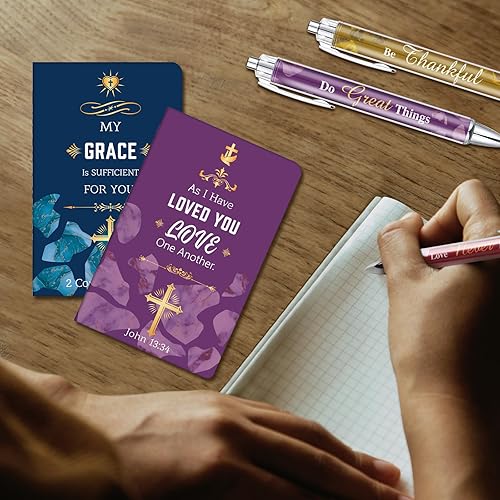 Miniatura 6 de Colarr 24 Sets Christian Bulk Gifts for Women Christmas Bible Verse Pens Notebooks Religious VBS Scripture Ballpoint Pens Bookmarks Journal Sunday