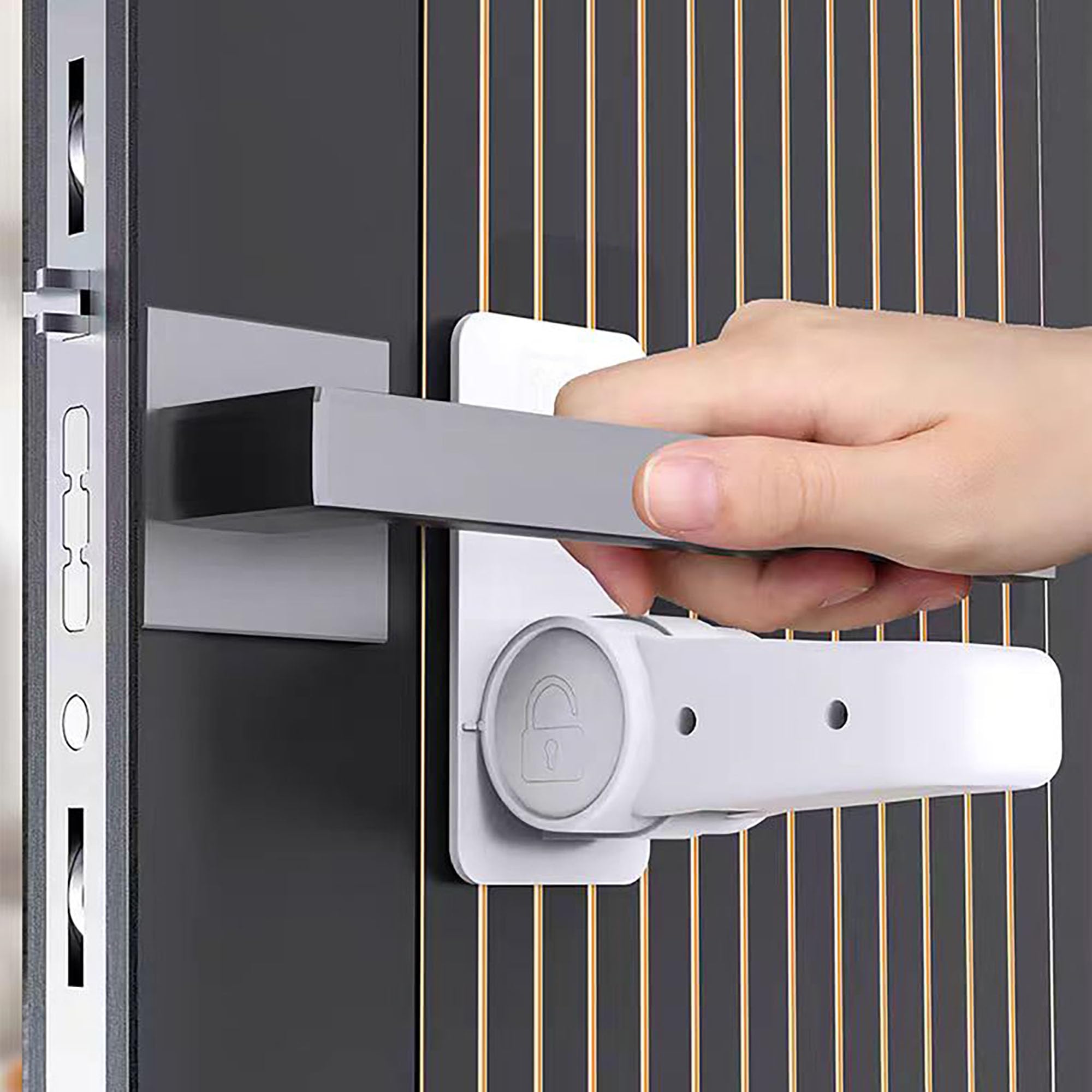 Oruiiju 4 Stück Kindersicherung für Türklinken,Türhebelschlösser für Kinder- und Haustiersicherun-mit 3M-Kleber – kein Werkzeug oder Bohrer erforderlich (weiß)